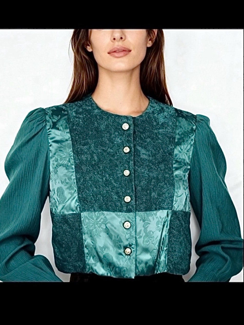 Vintage 90s Miss Dorby Cropped Patchwork Jacket Emerald Green